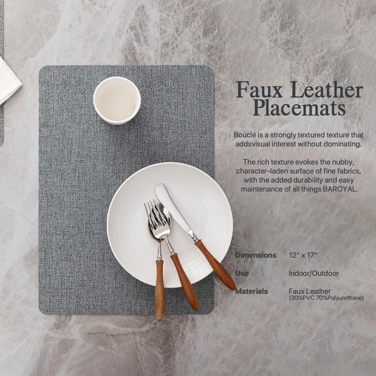Faux Leather Placemats Set of 6 Vinyl Washable Wipeable Table Mats for Kitchen Dining Table Heat Resistant Waterproof Modern Indoor/Outdoor Placemats Non-Slip Easy Clean Place Mats (Stargaze)