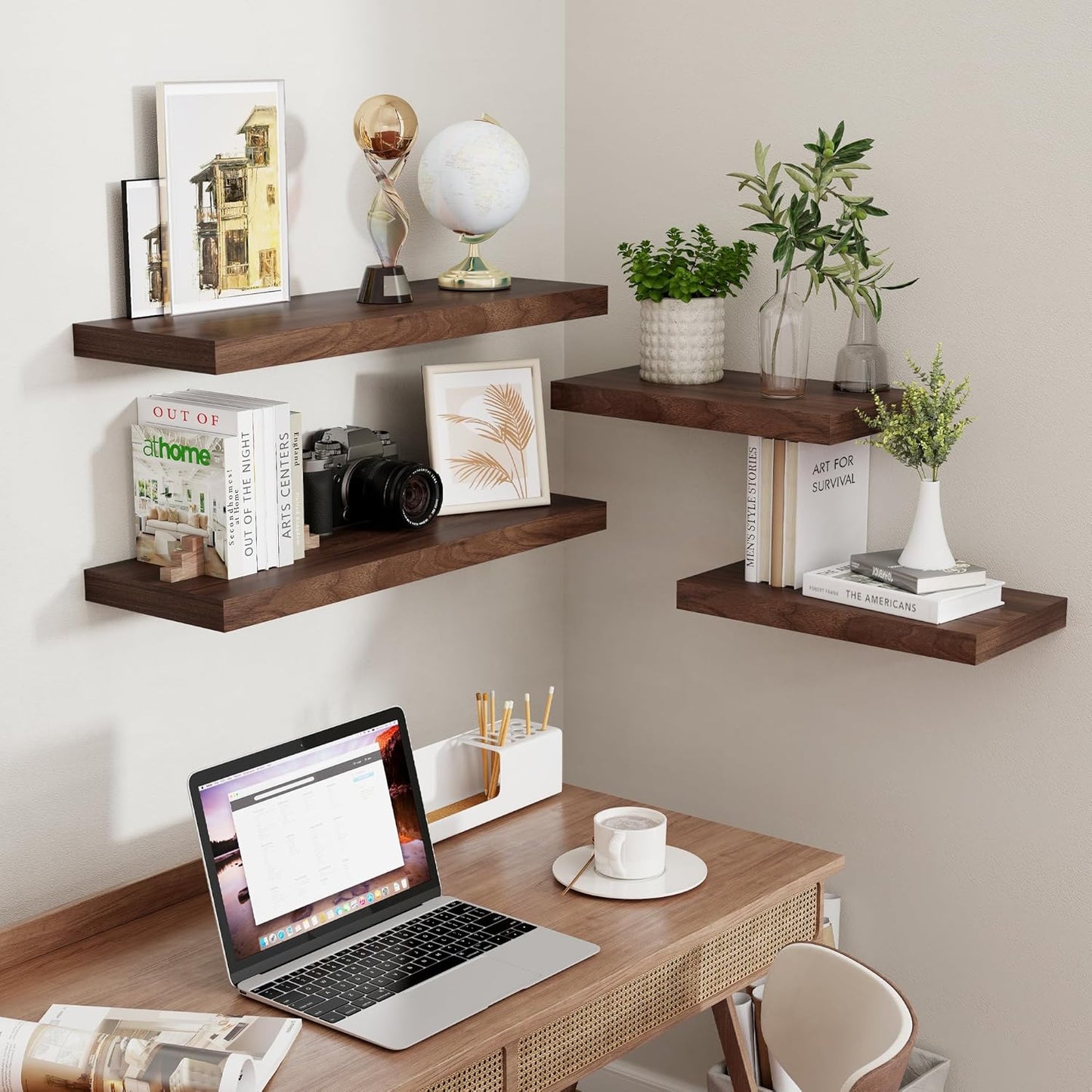 Fun Memories 36x9.3 Floating Shelves for Wall, Wood Floating Shelf 36 Inch Long, Large Deep Wall Shelves for Home Decor & Storage, Rustic Deep Shelf for Living Room, Bedroom, Kitchen, Walnut Color