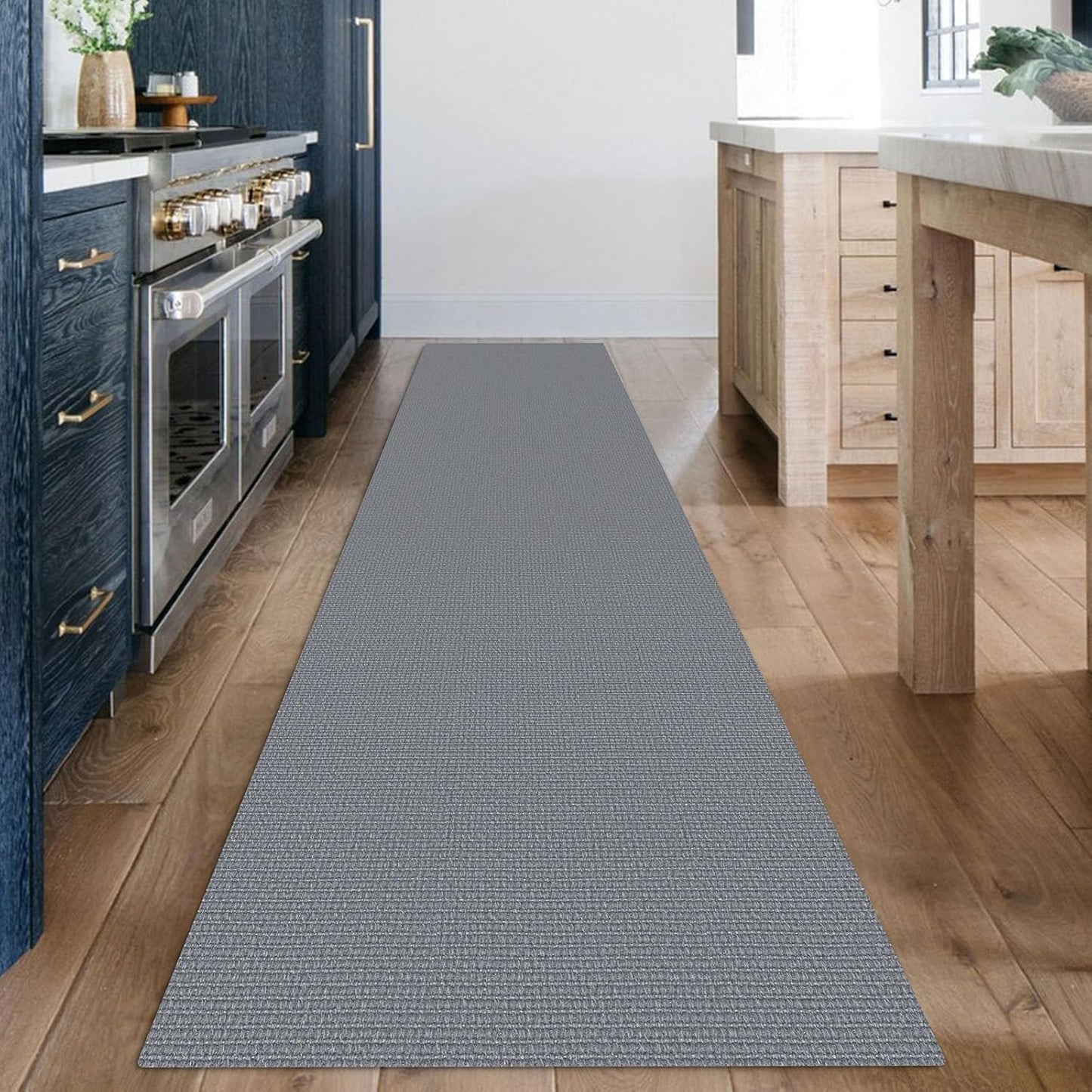 KOZYFLY Washable Runner Rug 2x12 ft Hallway Kitchen Runner Rugs with Rubber Backing Non Slip Entryway Runner Indoor, Extra Long Carpet Runners for Hall Kitchen Entryway, Grey
