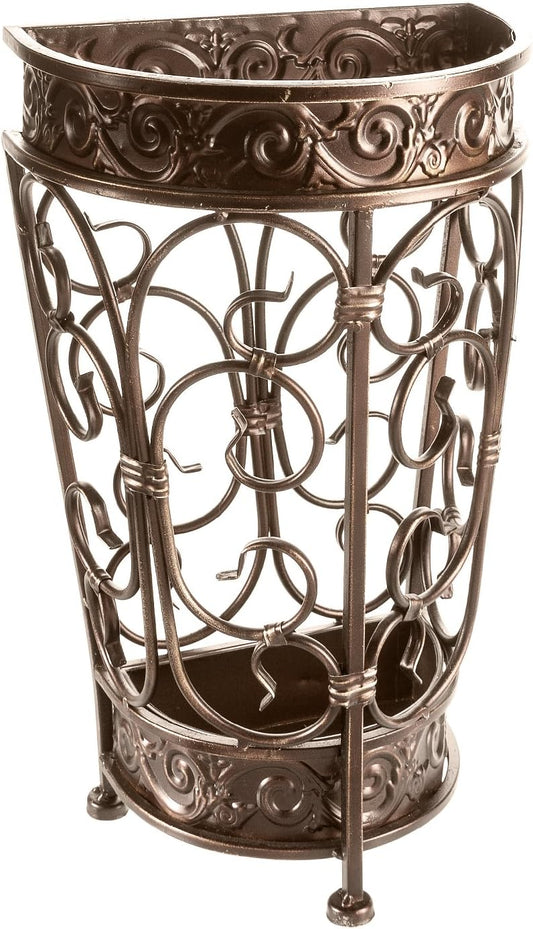 Super Quality Umbrella Stand, Umbrella Holder, Antique Look Metal, Entry Hallway Décor, Wallside Style, w/Removable Drip Tray (Bronze)