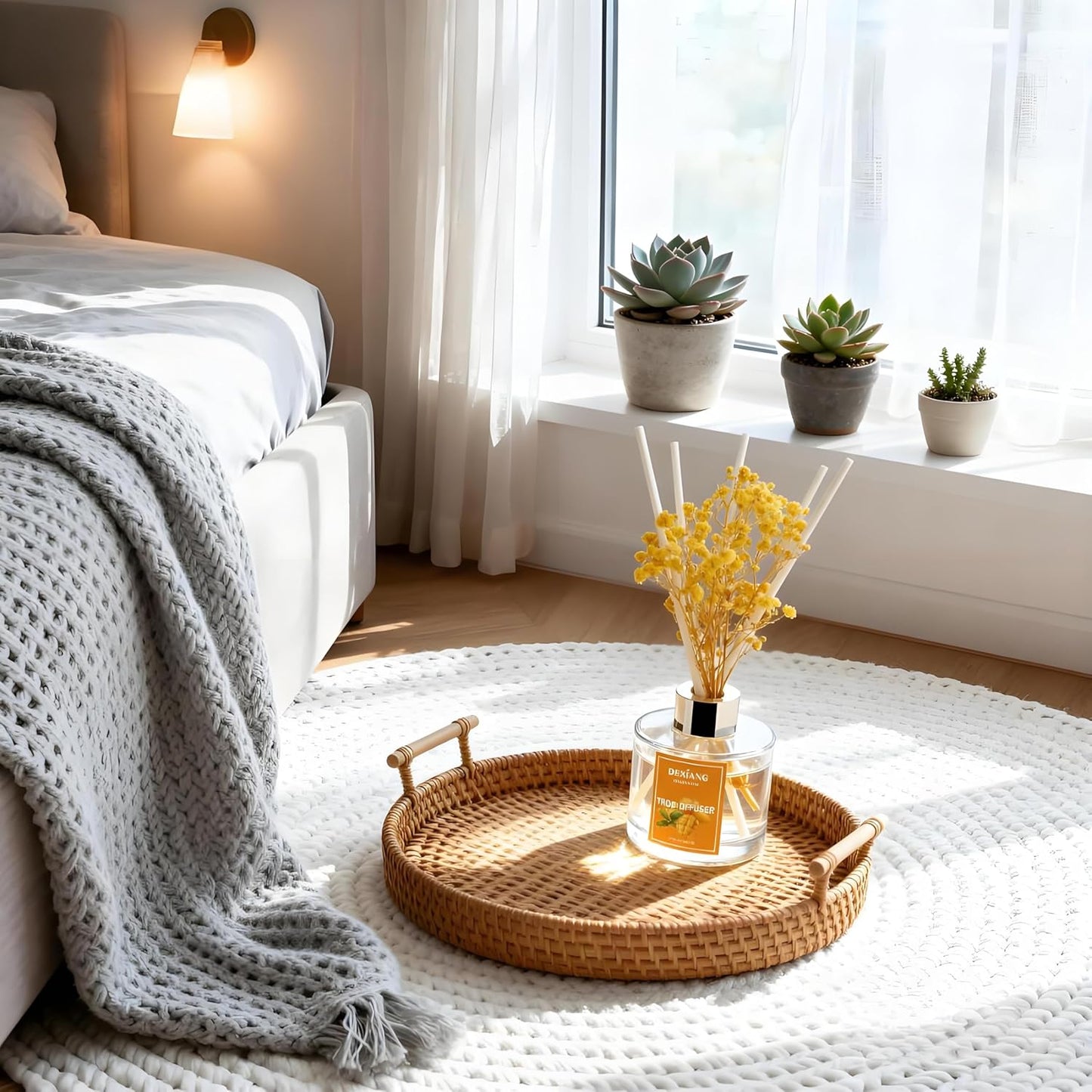 Reed Diffuser Set - 3.38 fl oz （100ml） Tropical Fruit Home Fragrance Reed Diffuser for Bathroom Shelf Decor 6 Reed Stick