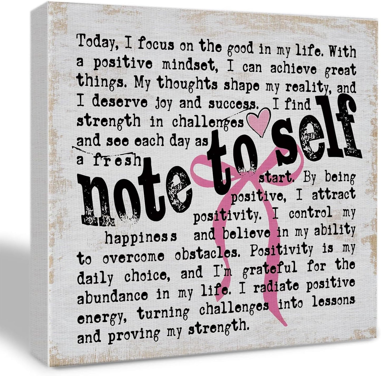 Inspirational Quotes Bow Canvas Wall Art Framed Painting Prints Wall Decor Rustic Motivational Decorative Mental Health Decorations for Bedroom Home Decor Office Accessories,11.8x11.8 Inch