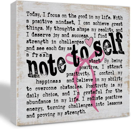 Inspirational Quotes Bow Canvas Wall Art Framed Painting Prints Wall Decor Rustic Motivational Decorative Mental Health Decorations for Bedroom Home Decor Office Accessories,11.8x11.8 Inch