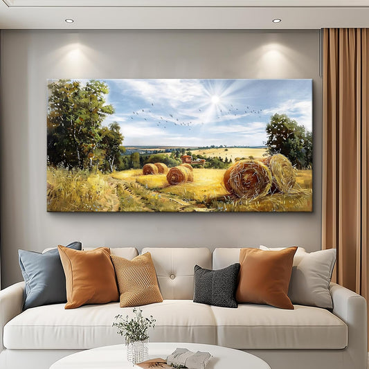 FUHAIHUA Large Canvas Wall Art For Living Room Farmhouse Wall Decor For Bedroom Inspiration Wall Pictures Artwork Country Field Landscape Painting Office Decoration Modern Hotel Room Mural 30x60 In