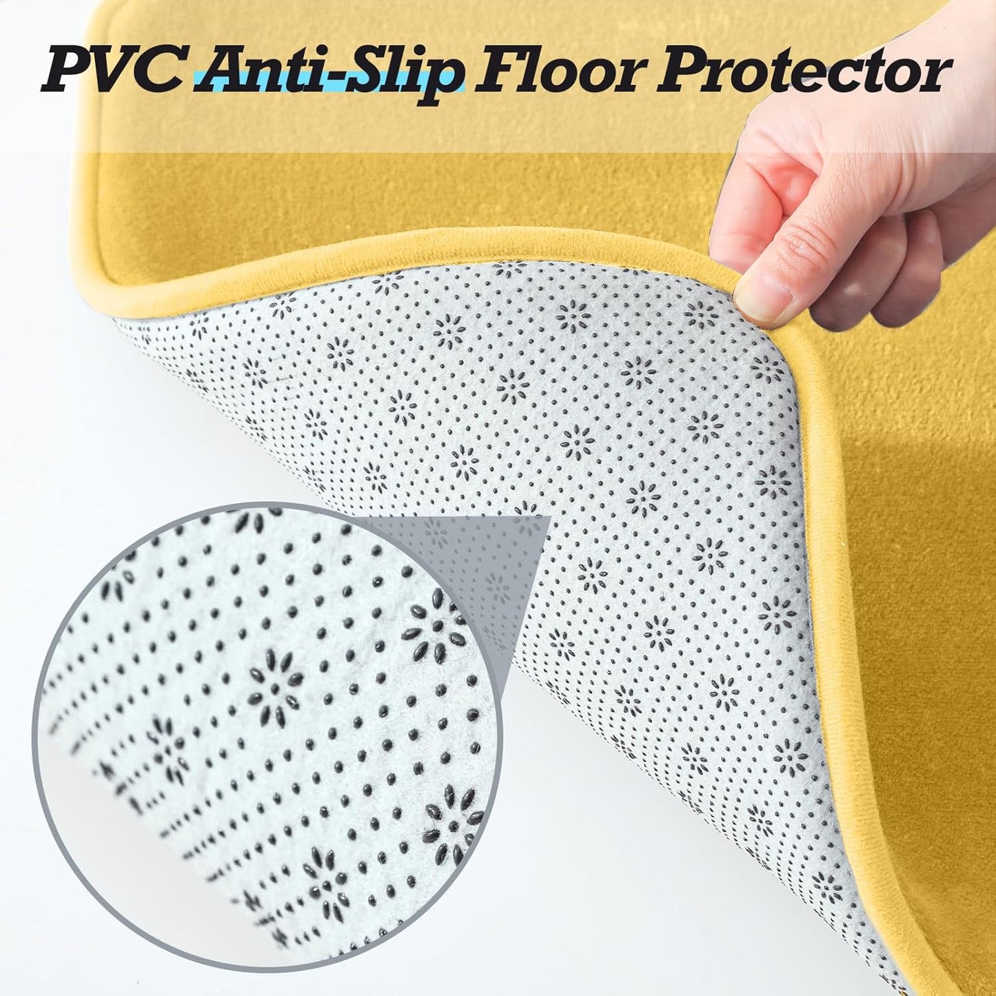 HUXMEYSON Bathroom Rugs Sets 3 Piece, Non-Slip & Quick Dry Bath Mat Set, Ultra Soft Velvet Bath Rugs for Bathroom, Toilet and Shower Floor, Yellow