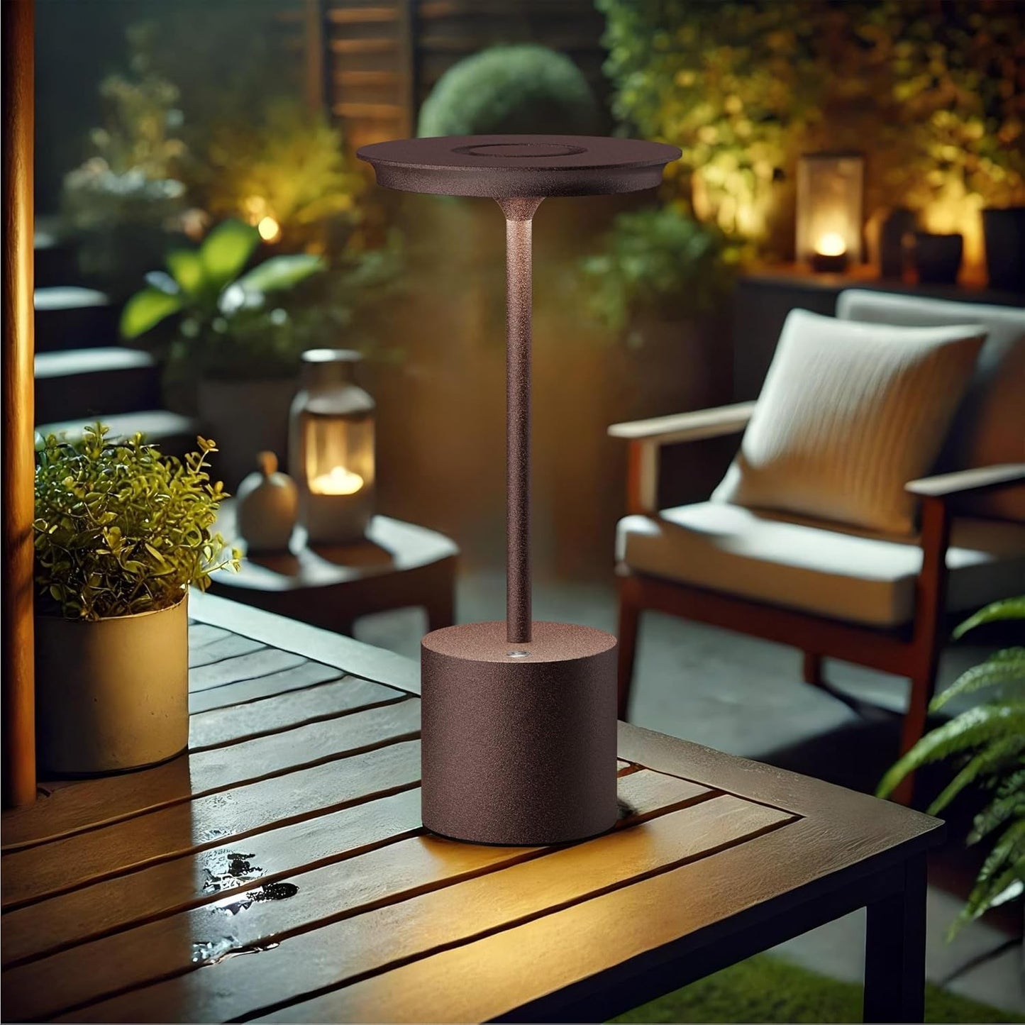 2Pack Cordless Table Lamp, Portable Rechargeable 6000mAh Outdoor Table Lamp, 3 Color Stepless Dimming Battery Powered Lamp, LED Table Light for Dinner/Bedroom/Restaurant/Outdoor (2Pack Rust)