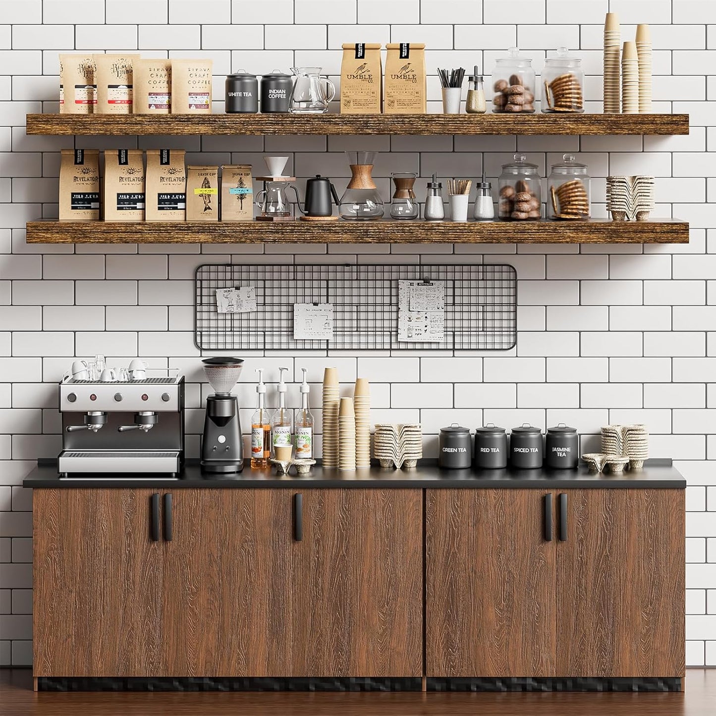 Heimlove 55 Inch Long Floating Shelves for Wall,9.3" Deep Rustic Brown Floating Shelf Set of 2,Large Display Shelf & Storage Shelf,Wall Mounted Shelves for Bedroom Living Room Kitchen Office