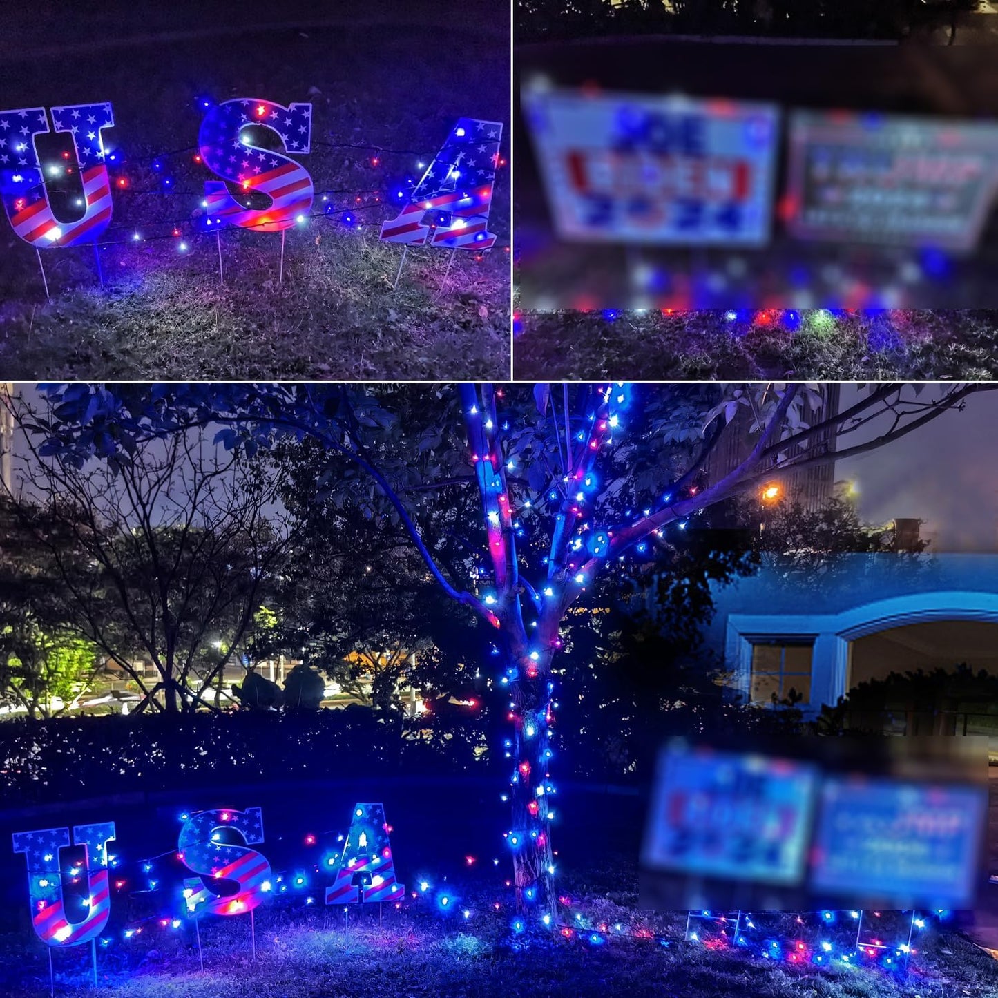 Kwaiffeo Red White and Blue Lights: 164FT 500LED 8 Modes String Lights for 4th of July Decorations Outdoor - Patriotic Light for Independence National Memorial Day Decor, UL Plug