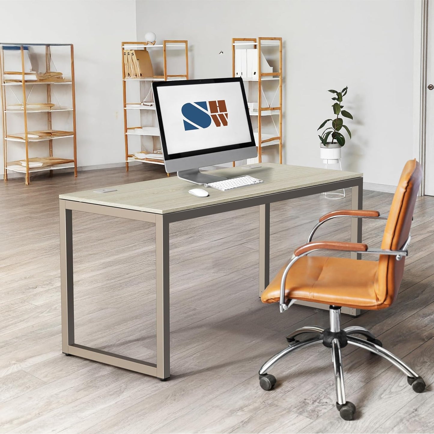 SHW 55-Inch Commercial-Grade Office Computer Desk, Maple