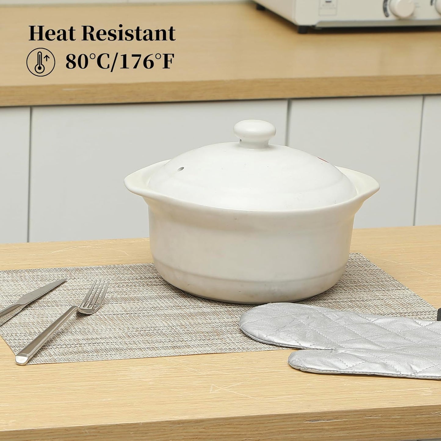 Leetaltree Linen Yellow Placemats Set of 12 - Heat Resistant Non-Slip Place mats for Dining Table, Washable Durable PVC Vinyl Woven Table Mats（Linen Yellow, 12）