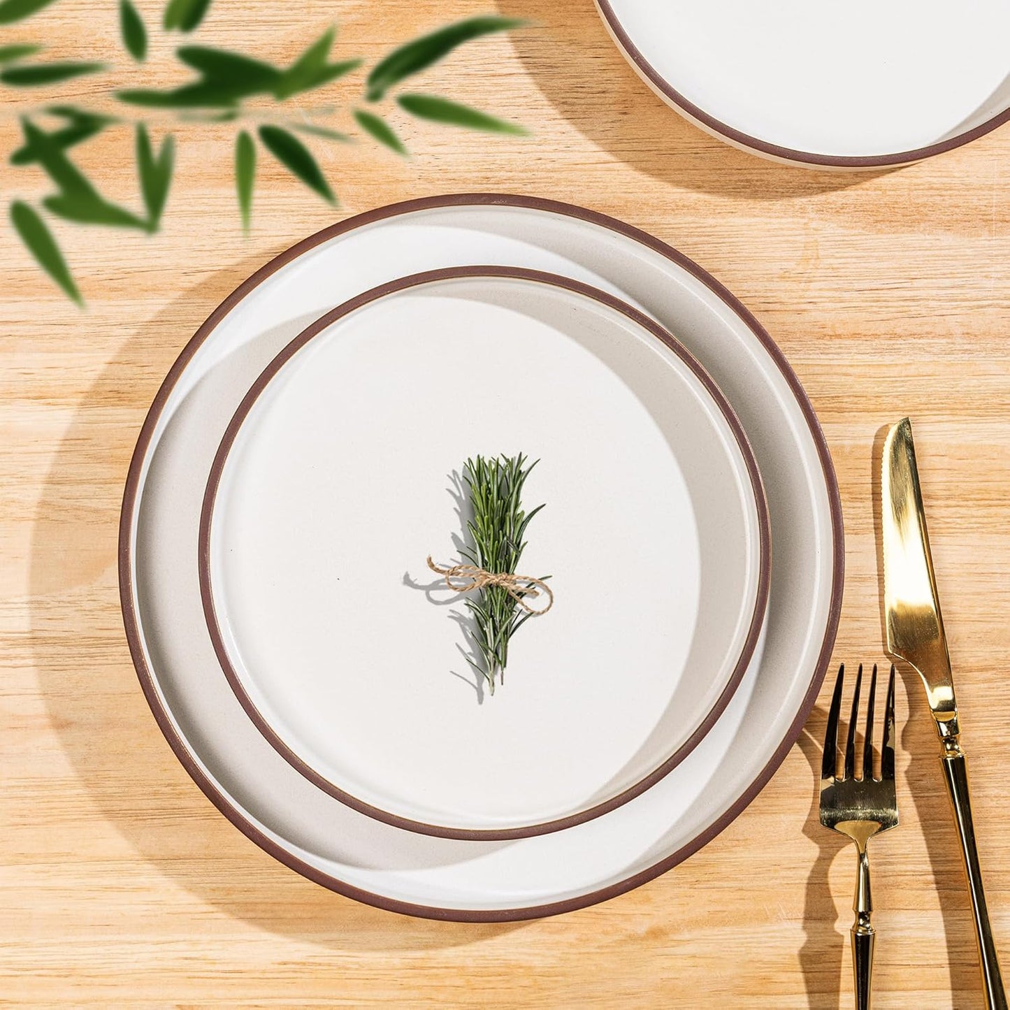 LERATIO Ceramic Dinnerware Sets for 4, High Edge Stoneware Plates and Bowls Set, Chip and Crack Resistant | Oven & Dishwasher & Microwave Safe Dishes Set, Service for 4 -Vanilla White