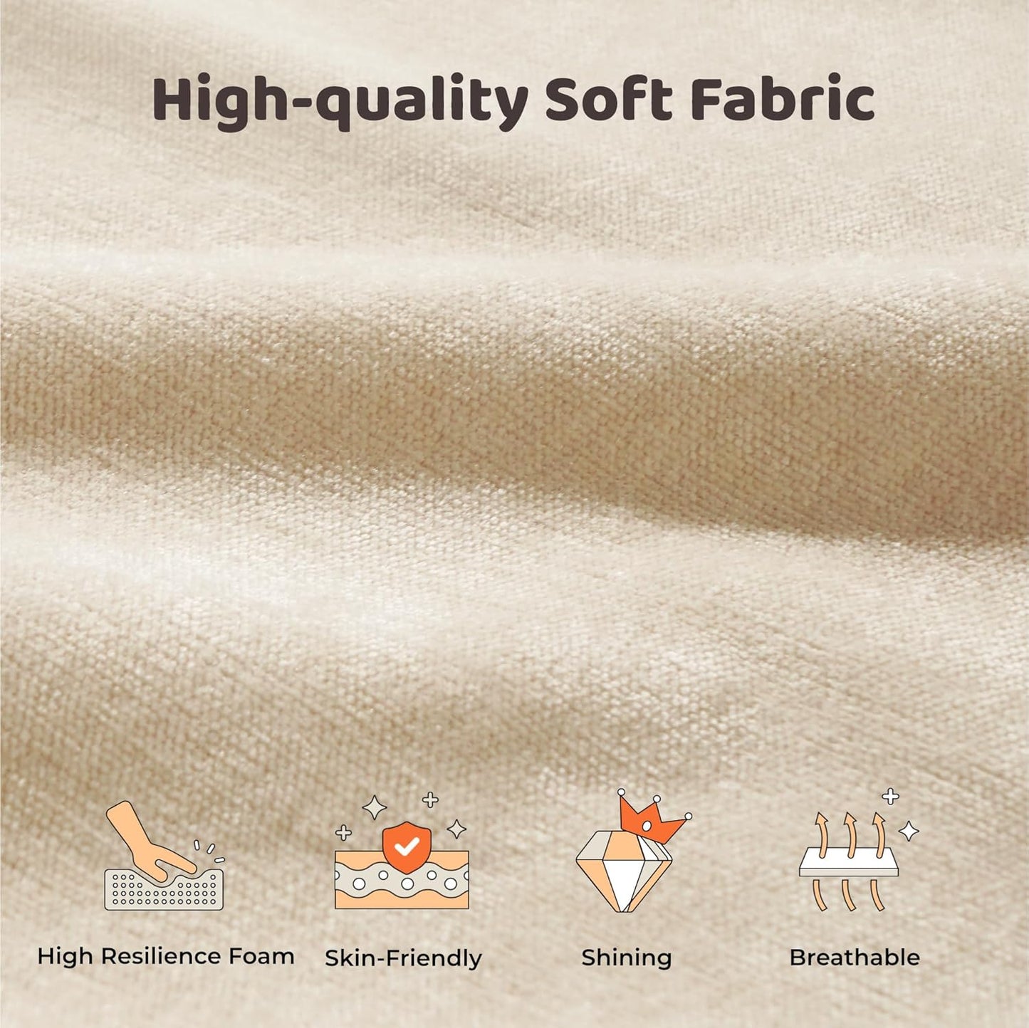 RECCI Cloud Upholstered King Bed Frame with Headboard, 5 Inch Foam Padded Platform, No Box Spring, Easy Assembly (Cream)