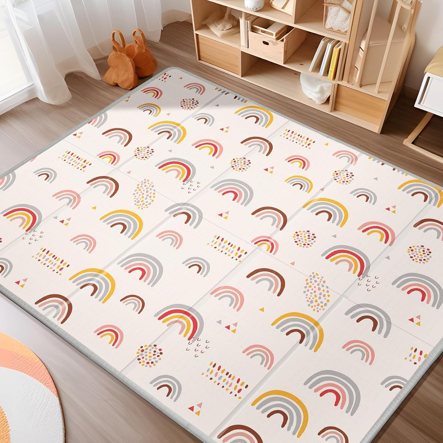 XL Baby Play Mat, 79" X 71" Extra Large Play Mat, Baby Mats for Floor, Waterproof, Anti-Slip Baby Crawling Mat, Soft Foam Mat for Babies and Toddlers, Reversible & Portable Rainbow and Star Pattern