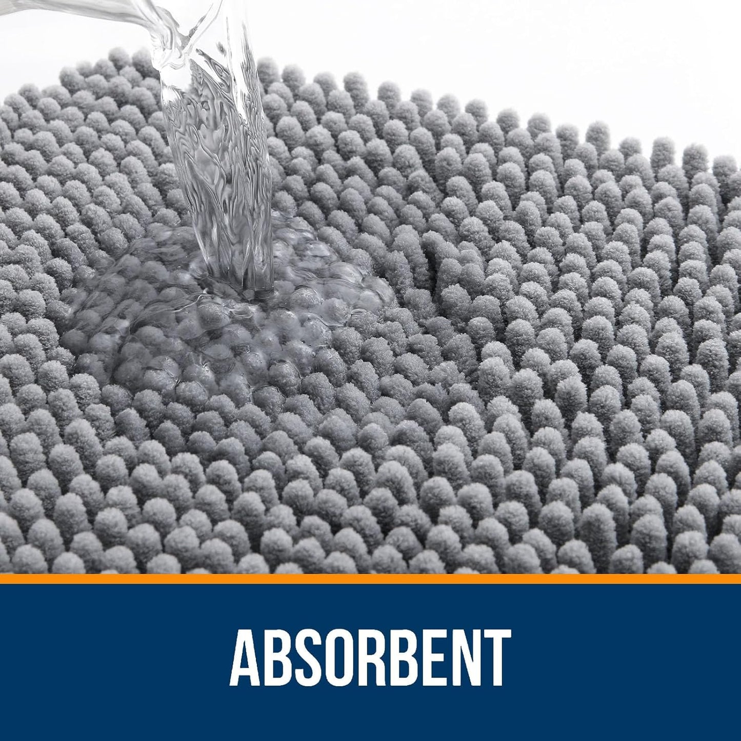 OLANLY Bathroom Rugs Sets 2 Piece, Soft Absorbent Chenille Bath Mats and U-Shaped Contour Toilet Mat Area Rug Set, Machine Washable Bath Carpet, Home Decor Accessories(36"x24"+24"x20", Grey)