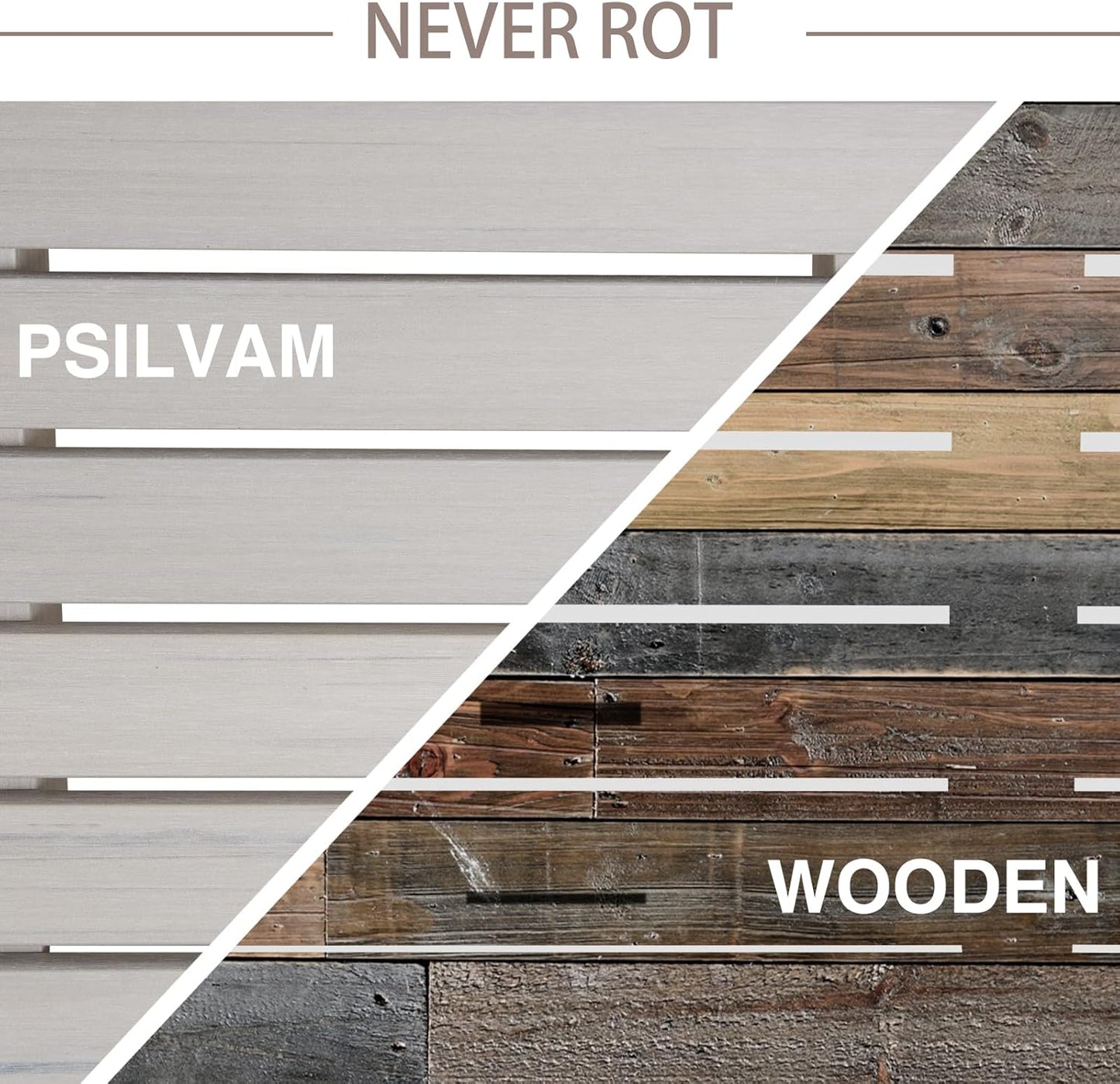 Psilvam Outdoor Bench, Two Person Poly Lumber Porch Bench, Weatherproof Garden Bench That Never Rot and Fade, All-Weather Patio Bench Suit for Garden, Porch, and Park (Grey)