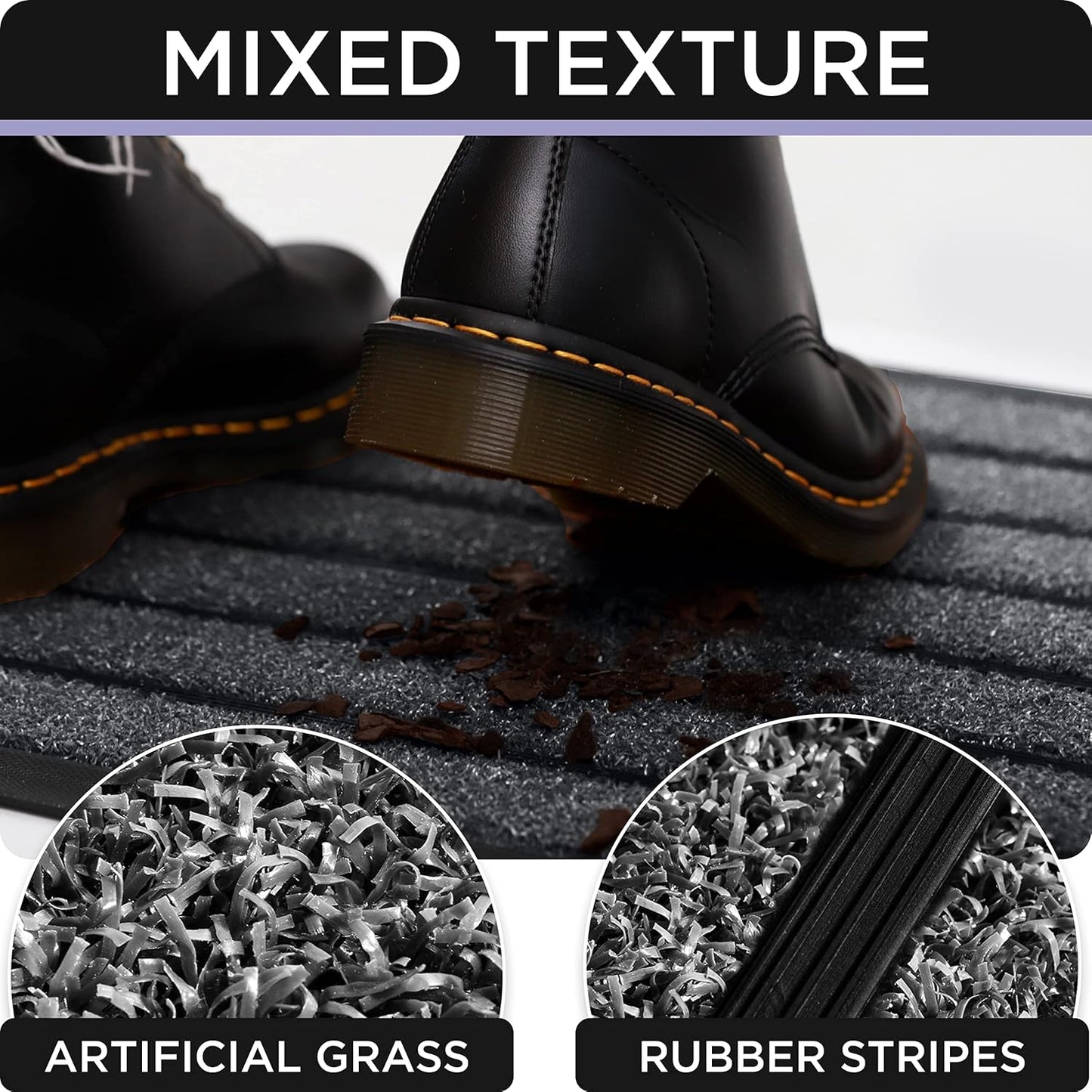 ubdyo Door Mat Outside Entrance - Dirt Trapping Outdoor Welcome Mats - Non-Slip Outdoor Indoor Entrance - Low Profile Front Doormat (30" x 17", Bright Grey)