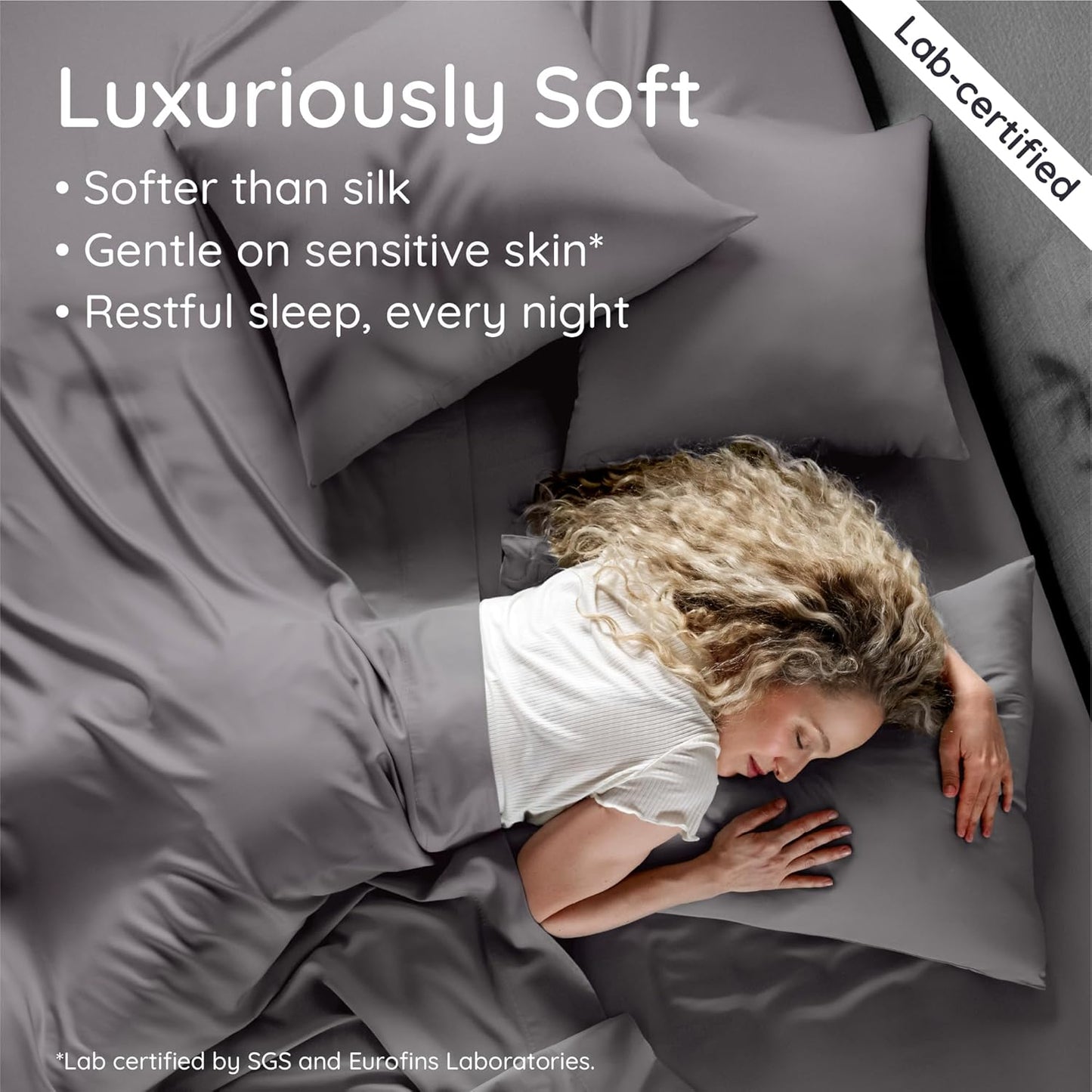 Bambaw 100% Viscose Derived from Bamboo Queen Sheet Set – 4pcs Soft Bedding Set, Deep Pocket Queen Cooling Sheets Fits Up to 16'' with Elastic Corner Straps (Dark Gray)