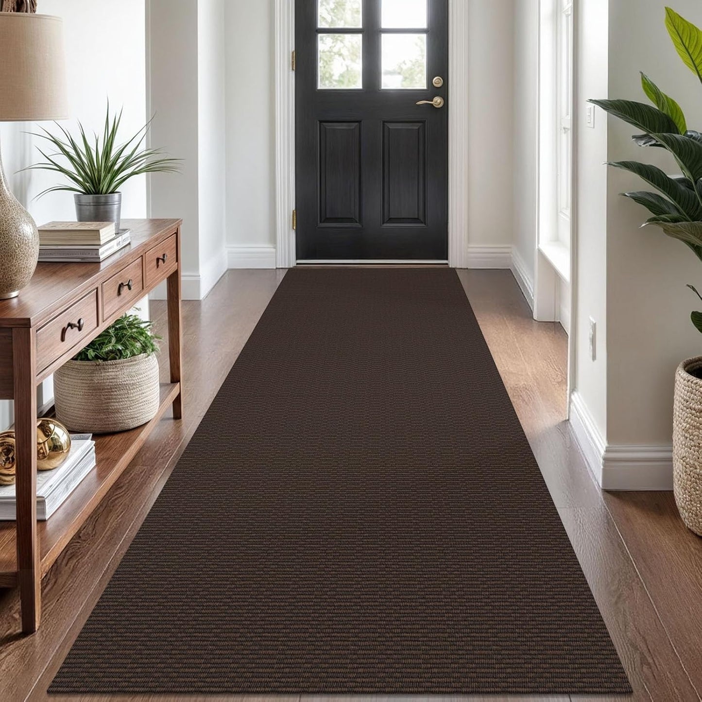 KOZYFLY Washable Runner Rug 3x8 ft Non Slip Runners for Hallways Kitchen Rugs Bobo Entryway Runner Indoor, Carpet Runners for Hall Entryway Bedroom, Dark Coffee/Brown