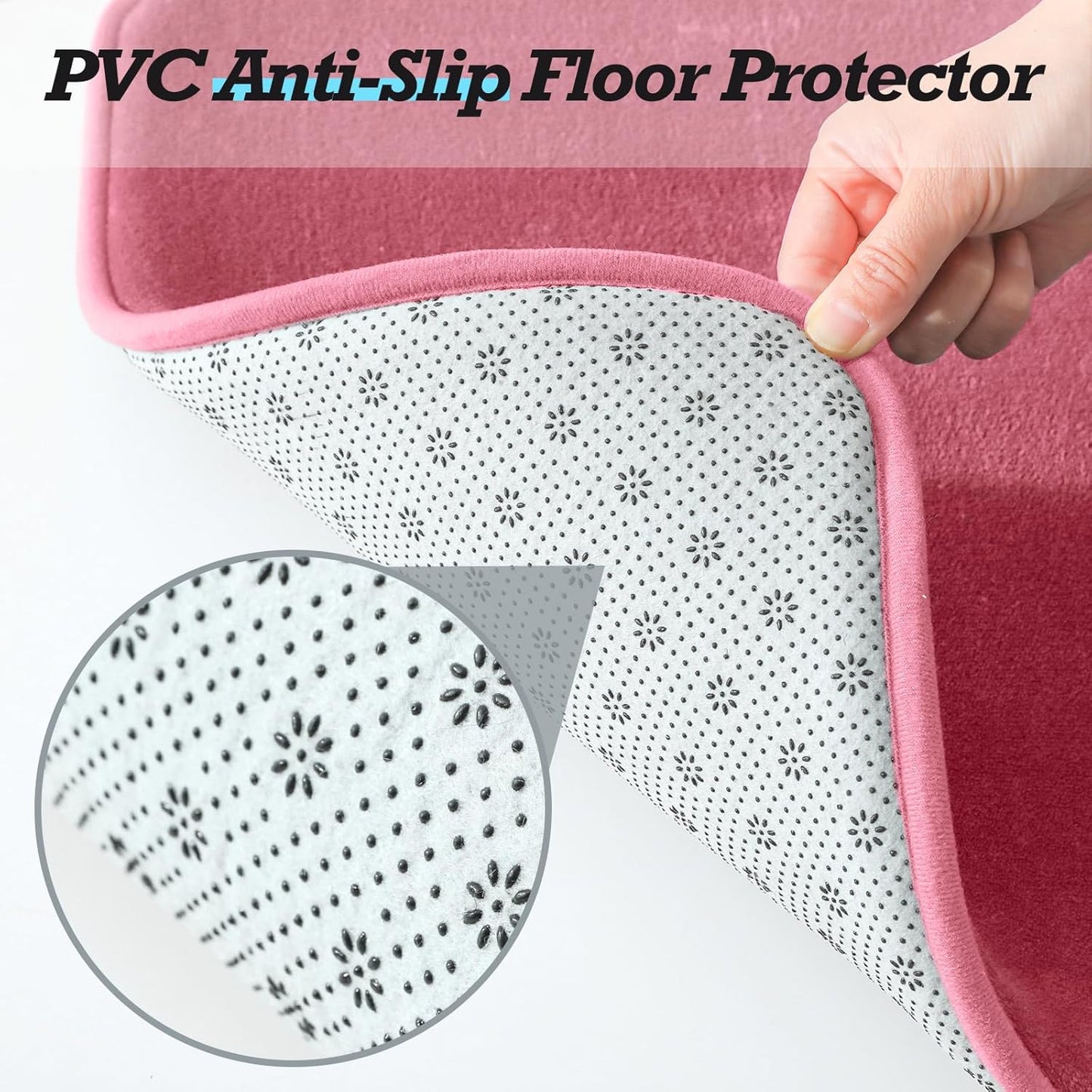 HUXMEYSON Bathroom Rugs Sets 2 Piece, Non-Slip & Quick Dry Bath Mat Set, Ultra Soft Velvet Bath Rugs for Bathroom, Toilet and Shower Floor, Pink