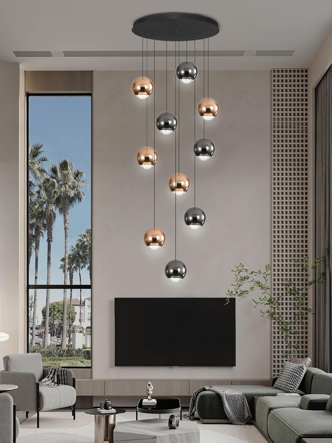 10-Light LED Staircase Chandelier Crystal Ceiling Lights Large Chandeliers for High Ceilings, Entryway Modern Lighting Fixture Villas and Stairs