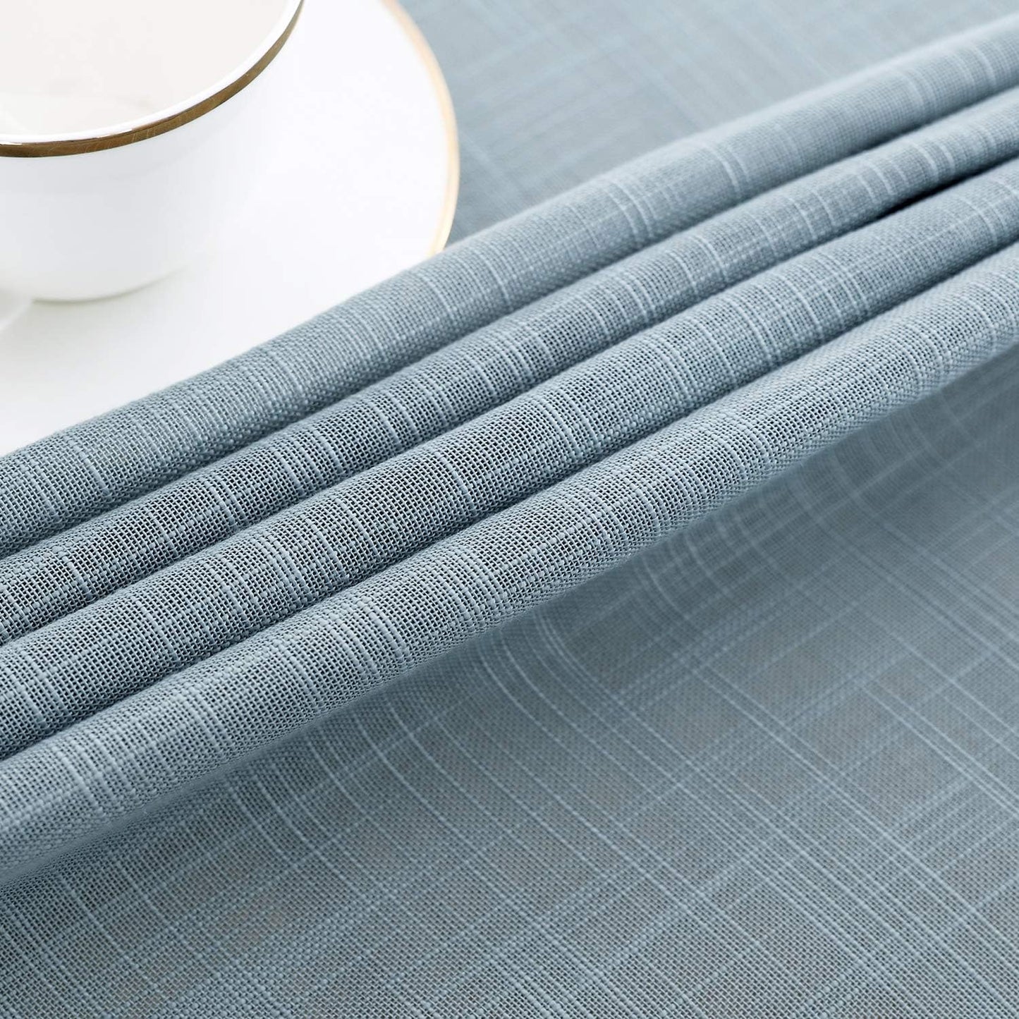 maxmill Lux Faux Linen Tablecloth with Slubby Yarn Textured Weaves Wrinkle Resistant Anti-Shrink Soft Table Cloth for Kitchen Dining Restaurant Tabletop for Event Dinner Round 70 Inch Slate Blue