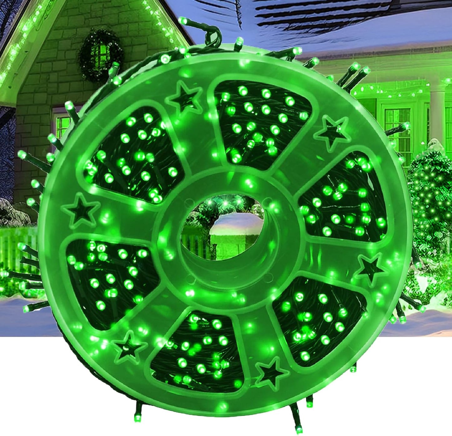 Kwaiffeo Green String Lights: 500LED 164FT 8 Modes Green Lights for Christmas Halloween Alien Decorations Outdoor Indoor