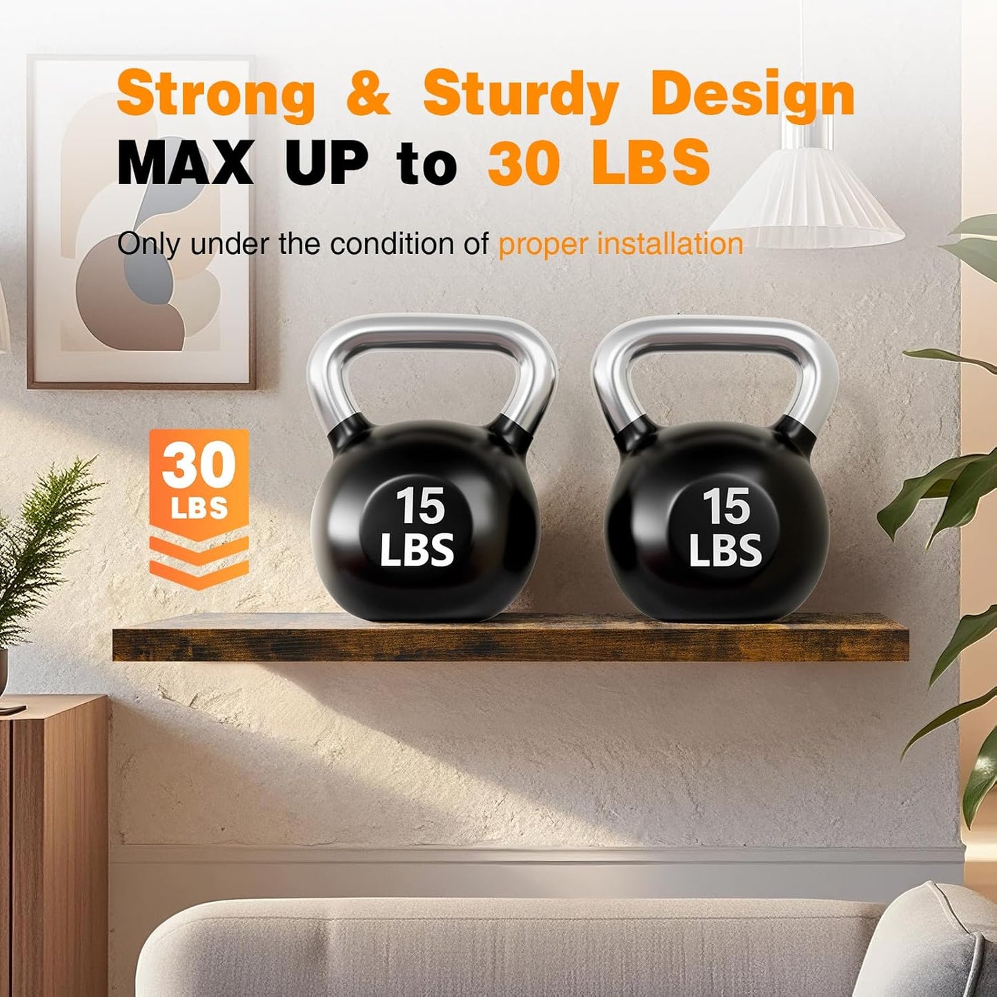 BAYKA Floating Shelves, 36" Wall Mounted Rustic Wood Shelves for Bathroom, Bedroom, Living Room, Kitchen, Office, Hanging Shelf for Books/Storage/Decor(Rustic Brown,Set of 2)