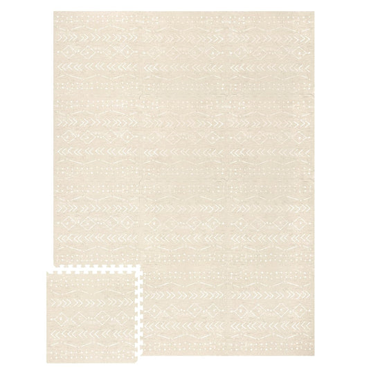 Baby Play Mat for Floor – 6x8ft Beige | Soft Non Toxic Premium EVA Foam Tiles for Tummy Time, Crawling & Playroom – Waterproof Interlocking Floor Mat for Babies & Toddlers by Lillefolk (12 Tiles)