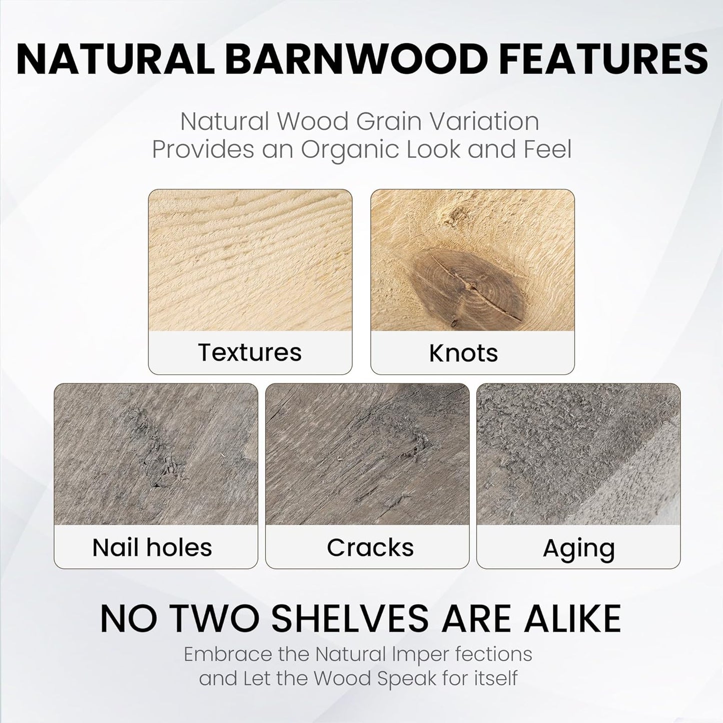 Fun Memories Floating Shelves for Wall Decor, 55"x8" Rustic Reclaimed Wood Shelves, Heavy-Duty Wall Mounted Shelves with Invisible Brackets for Living Room, Bedroom, Kitchen, Natural Finish