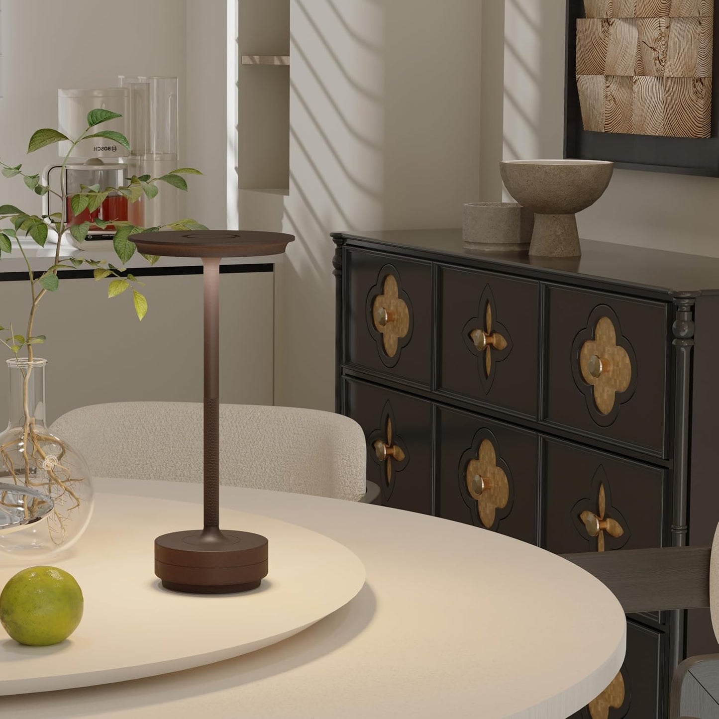 Rechargeable Cordless Table Lamps, LED Portable 5000mAh USB Battery Table Light with Memory Function,3 Color Stepless Dimming for Outdoor Travel, Restaurant, Cafe(2P Rust)