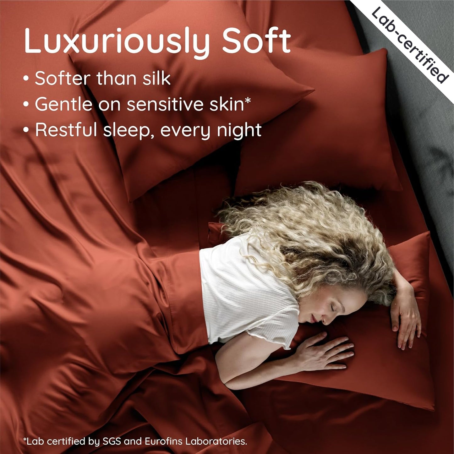 Bambaw 100% Viscose Derived from Bamboo Sheets King Size Set – 4pcs Super Soft & Cooling Sheets, Luxury Sheet Set King Deep Pocket, Fits Up to 16'' Mattresses with Elastic Corner Straps (Terracotta)