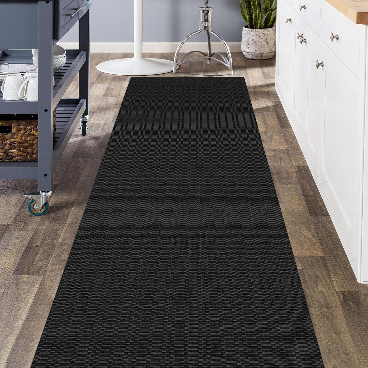 KOZYFLY Washable Runner Rug 3x8 ft Hallway Kitchen Runner Rugs with Rubber Backing Bobo Entryway Runner Indoor, Carpet Runners for Hall Entryway Bedroom, Black/Grey