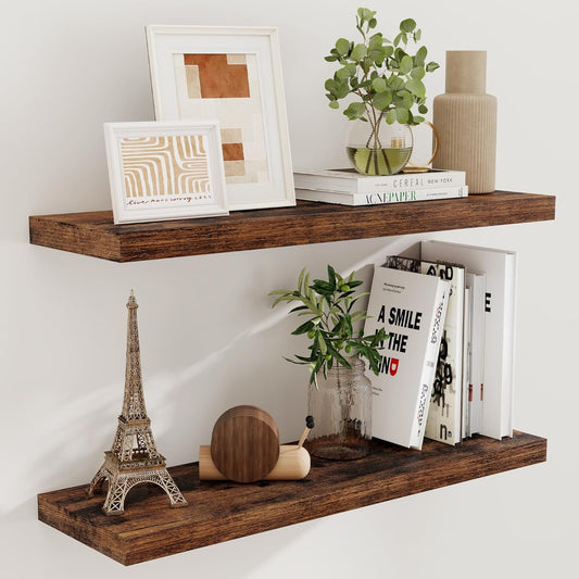 36x9.3 Floating Shelves for Wall, Wood Floating Shelf 36 Inch Long, Large Deep Wall Shelves for Home Decor & Storage, Rustic Deep Shelf for Living Room, Bedroom, Kitchen, Rustic Brown Color