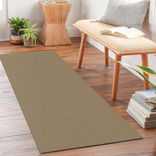 KOZYFLY Washable Runner Rug 2x5 Ft Runners for Hallways Rubber Backed Throw Rug, Braided Cotton Entryway Runner Indoor, Carpet Runners for Hallway Kitchen Entryway Bedroom, Beige/Khaki