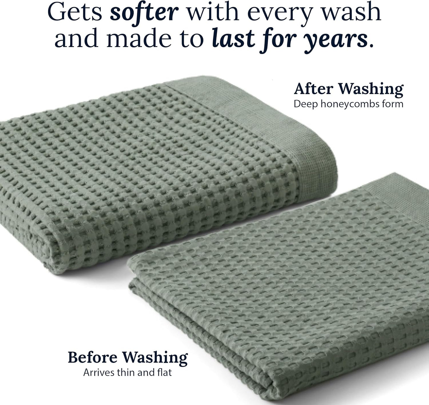 GILDEN TREE Waffle Hand Towels for Bathroom Quick Dry Large Luxury Lint Free Super Absorbent Cotton Hand Towels Set of 2, Modern Style (Cream)