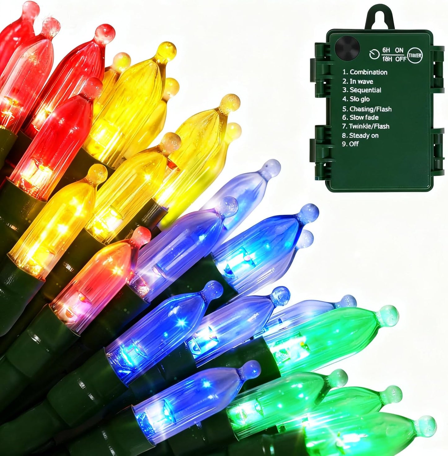 Battery Operated Christmas Lights, 2 Pack 18 FT 50 LED Each Clear Mini String Lights, 8 Modes with Timer Waterproof Tree Lights for Xmas Indoor Outdoor Holiday Home Decor, Multicolor