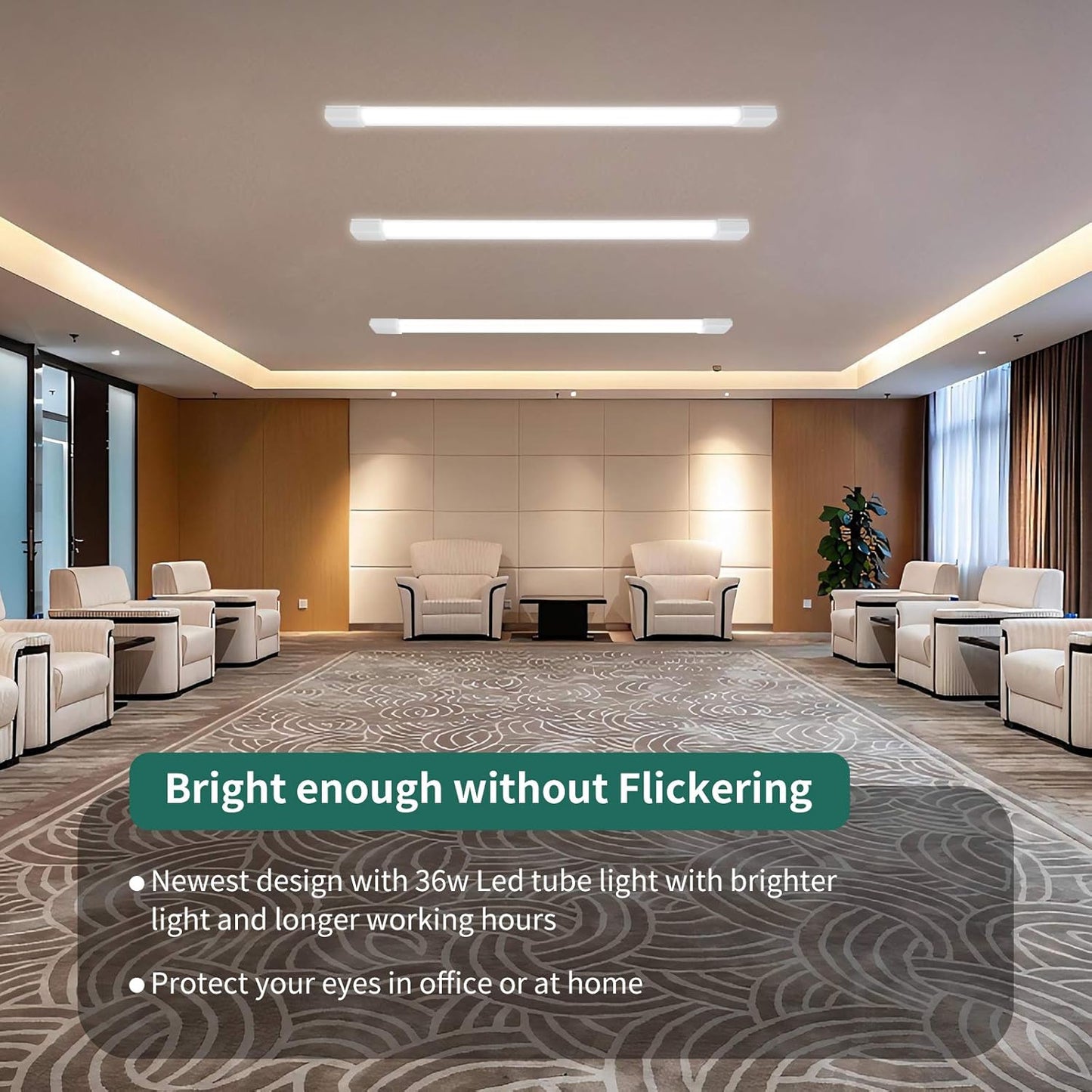 KUKUMAO Utility LED Shop Light Fixture with Plug 4FT 5000K 36W 3600LM Linkable Waterproof Closet Light Under Cabinet Light Ceiling Tube Light for Garage Kitchen Bathroom Workbench and Office(2 Pack)