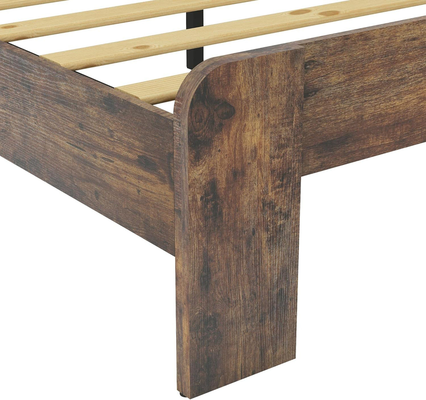 Wood Platform Bed Frame, Queen Size Bed Frame with Headboard and Wood Slat Support, Easy Assembly, No Box Spring Needed, Dark Brown