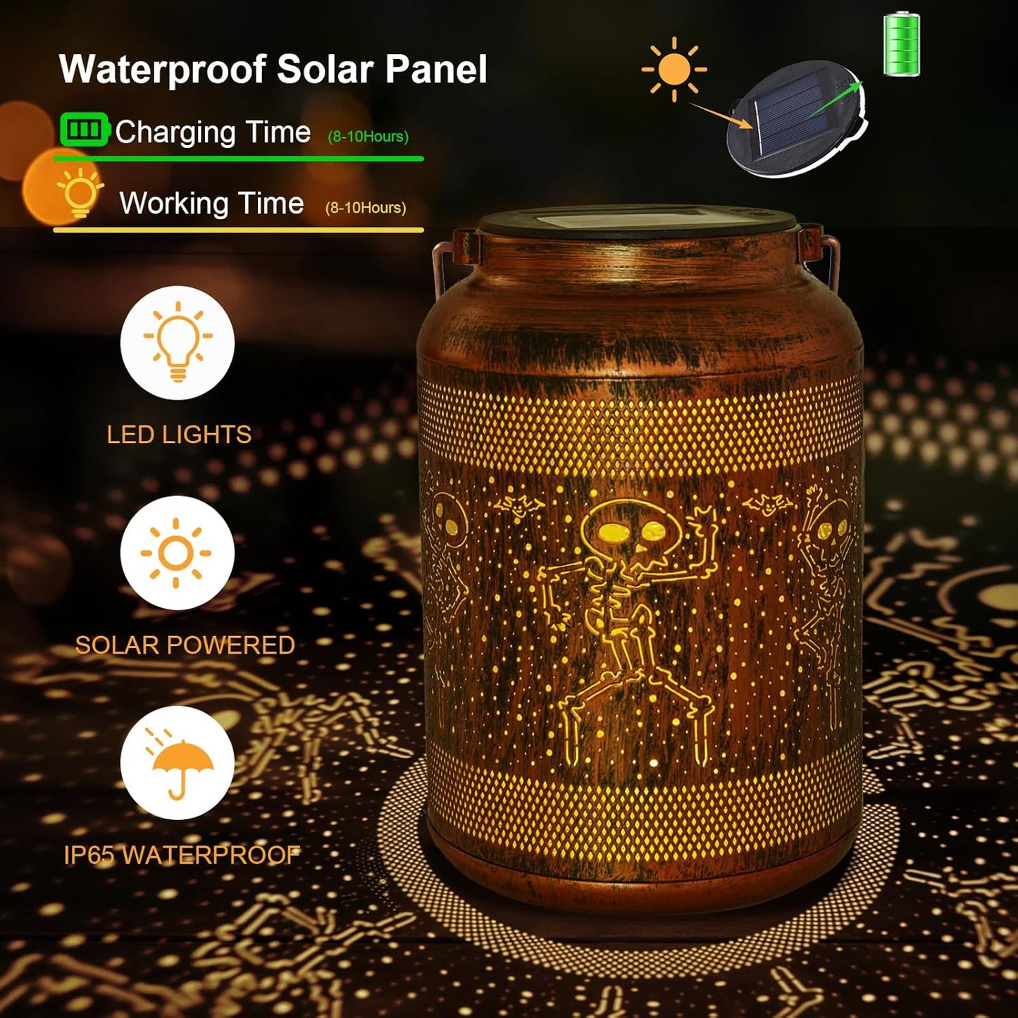 Solar Halloween Decorations Outdoor Lantern , Birthday Gifts for Women, Solar Lights Outdoor Waterproof LED Decorative Garden for Lawn, Landscape, Patio, Porch Hanging Lantern for Ladies, Mom, Grandma