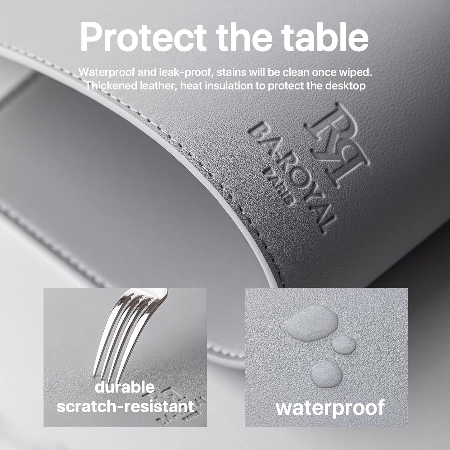 Faux Leather Placemats Set of 6 Vinyl Washable Wipeable Table Mats for Kitchen Dining Table Heat Resistant Waterproof Modern Indoor/Outdoor Placemats Non-Slip Easy Clean Place Mats (Gray)