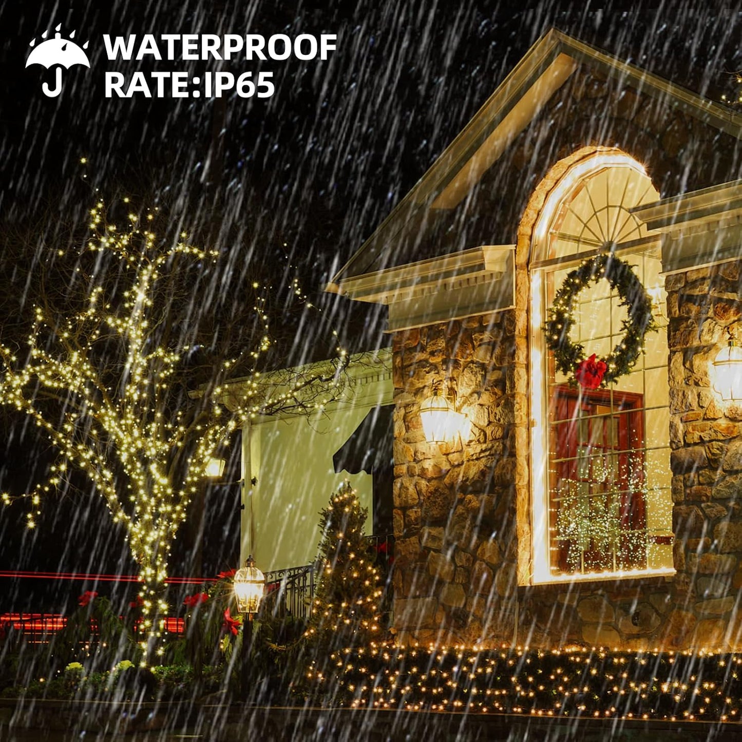 Christmas Lights 105ft 300 LED Battery String Lights with Timer Memory Function or Battery Powered Waterproof String Light for Indoor Outdoor Decoration