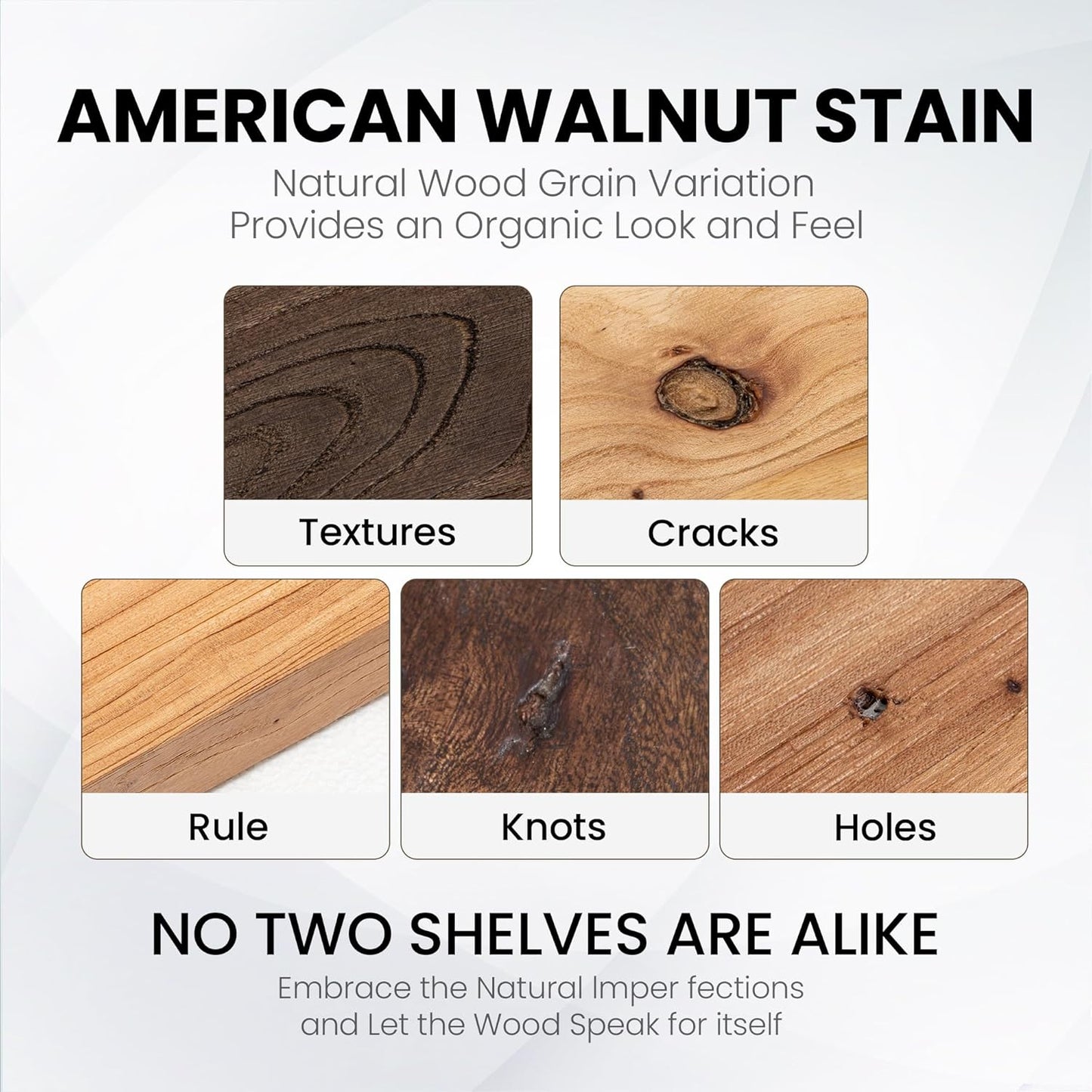 Fun Memories Floating Shelves for Wall, Rustic Solid Elm Wood Floating Shelf Wall Mounted, Wall Shelves with Invisible Bracket for Living Room Kitchen, 32 Inch Set of 2, Wanlut