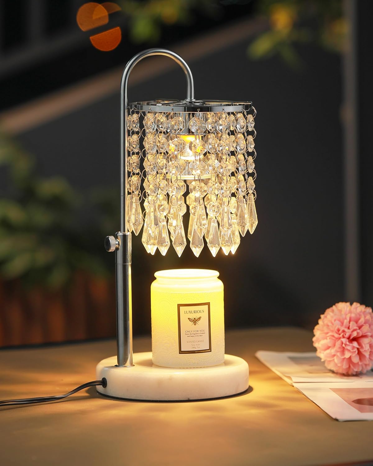 Candle Warmer Lamp with Timer Dimmer and 3 Bulbs, Lamp Candle Warmer with Marble Base,Wax Melt Warmer for Jar Candles, Birthday Gifts for Women Mom, House Warming Gifts New Home Decor