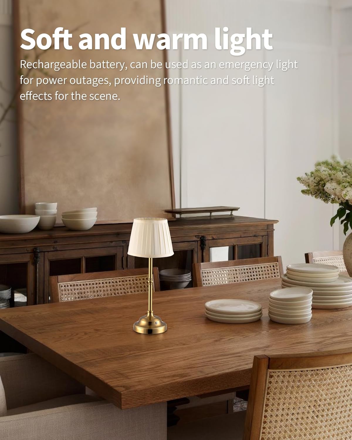 KDG Portables Cordless Table Lamp, Fabric Shade Desk Lamp, 4000mAh Rechargeable Battery Powered Lighting, Dimmable Light for Dining Room, Bedroom, Bedside, Bar, Night Light, Camping, Balcony (Bronze)