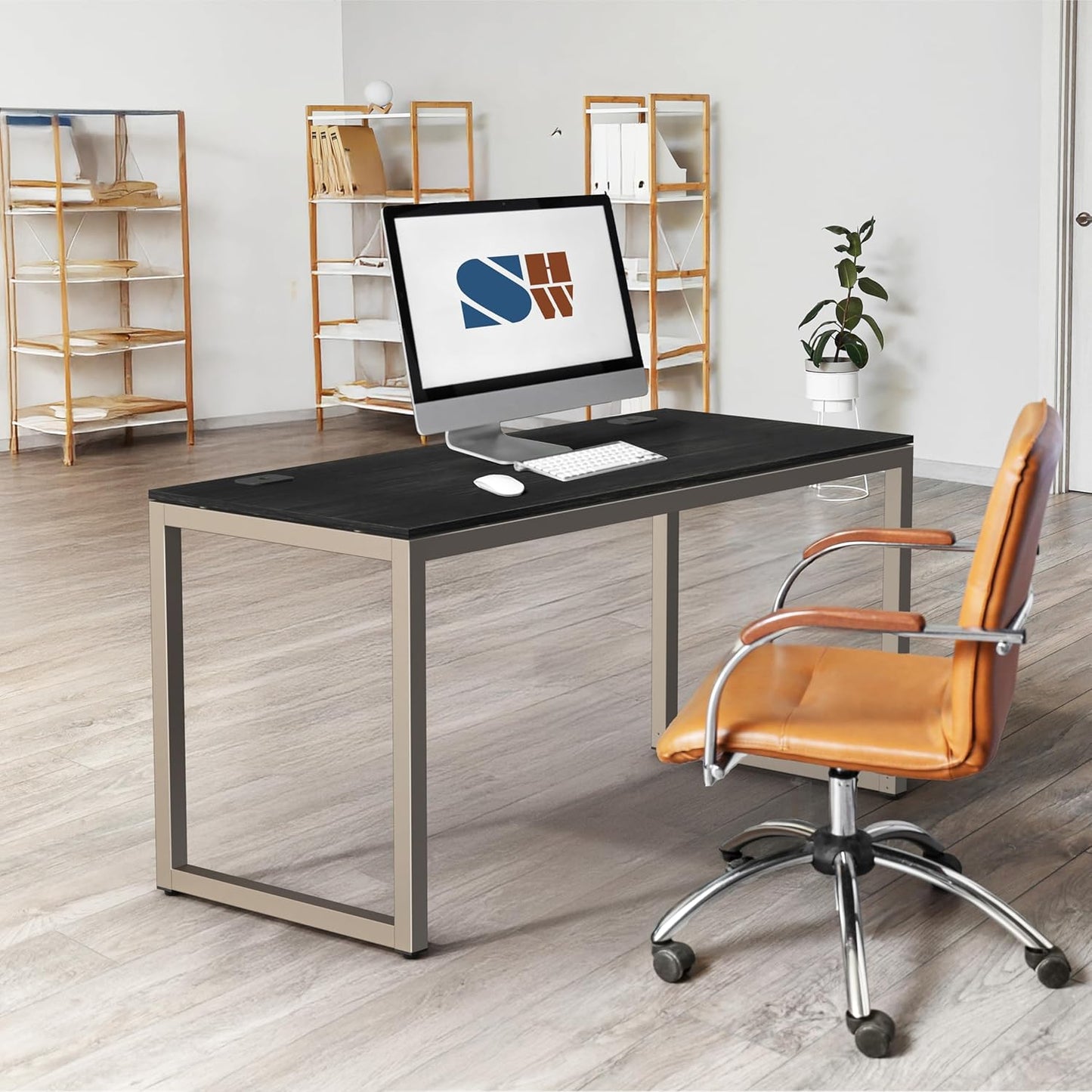 SHW 55-Inch Commercial-Grade Office Computer Desk, Espresso