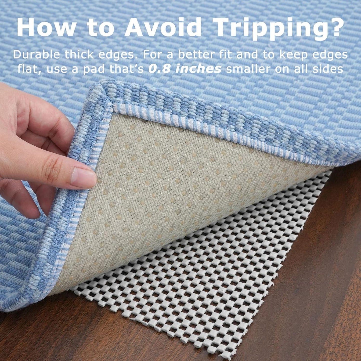 KOZYFLY Washable Runner Rug 2x8 Ft Runners for Hallway Rubber Backed Kitchen Runner Rugs Braided Cotton Entryway Runner Indoor, Carpet Runners for Hallway Entryway Bedroom, Blue