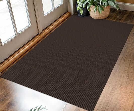 KOZYFLY Washable Entryway Rug 3x5 Ft Area Rugs Cotton Rubber Backed Throw Rugs Indoor Door Mat Kitchen Rugs Braided Floor Carpet for Front Entrance Bathroom Kitchen Living Room, Dark Coffee/Brown