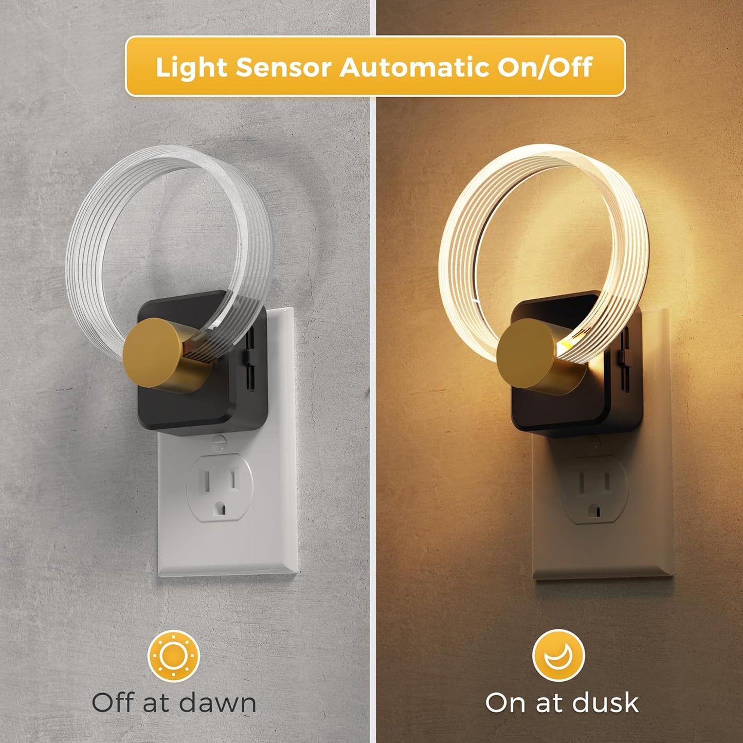 L LOHAS LED Night Lights Plug into Wall, Plug in Night Light with Light Sensor, 3000K Soft White, 0-100LM Brightness Adjustable, Acrylic Nightlight for Bathroom Bedroom Hallway