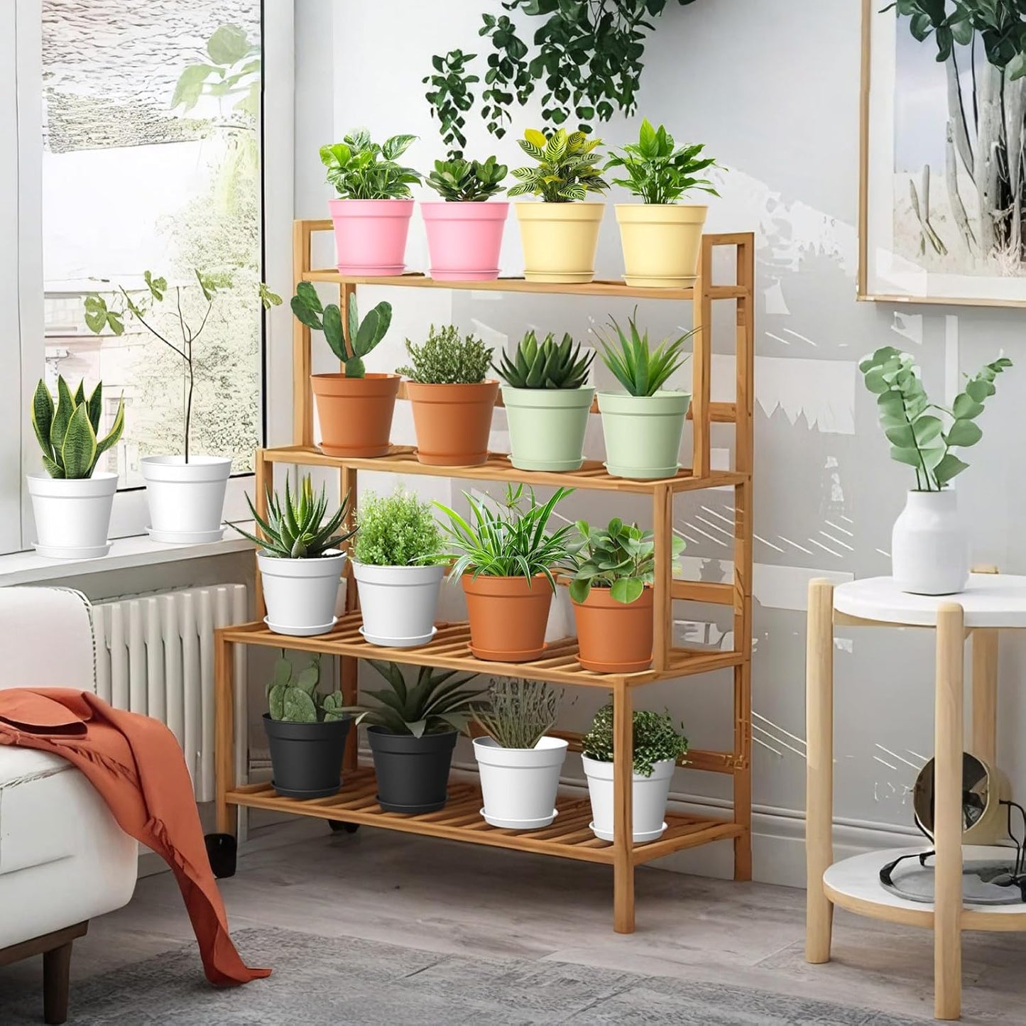 10 Pack 6 Inch Plant Pots with Drainage and Saucers, Plastic Flower Pots for Indoor and Outdoor Plants, Stackable Nursery Planters for Houseplants and Herbs, Terracotta