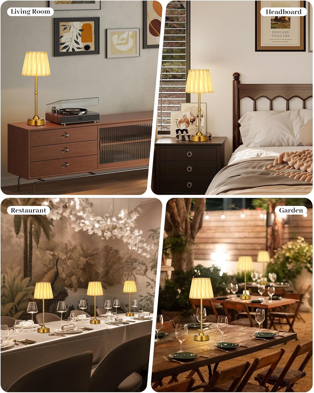 Portable Led Cordless Lamp Table Light 2 Pack, Rechargeable 6000mAh Battery Outdoor Table Lamp for Dinning Restaurant Patio Bedroom Camping, IP54 Waterproof, Dimmable